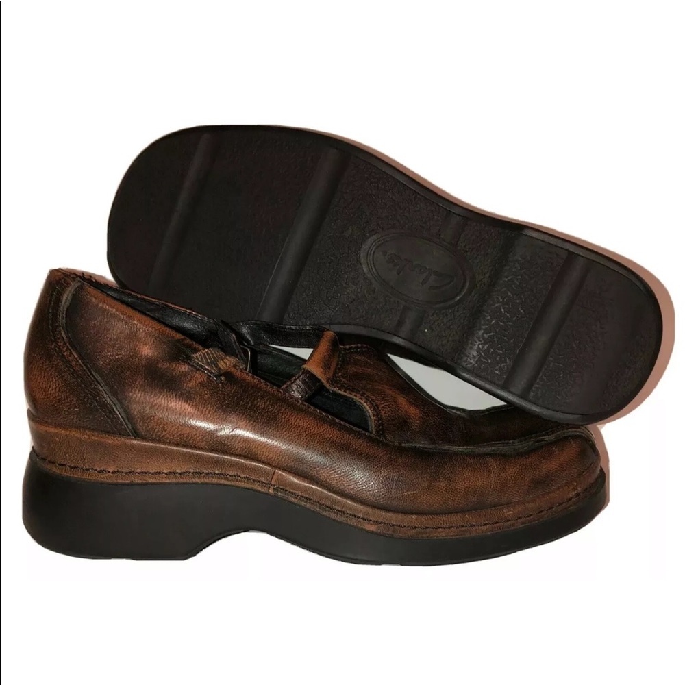 Clarks Womens Shoe Size 9 Mary Jane Chunky Leather